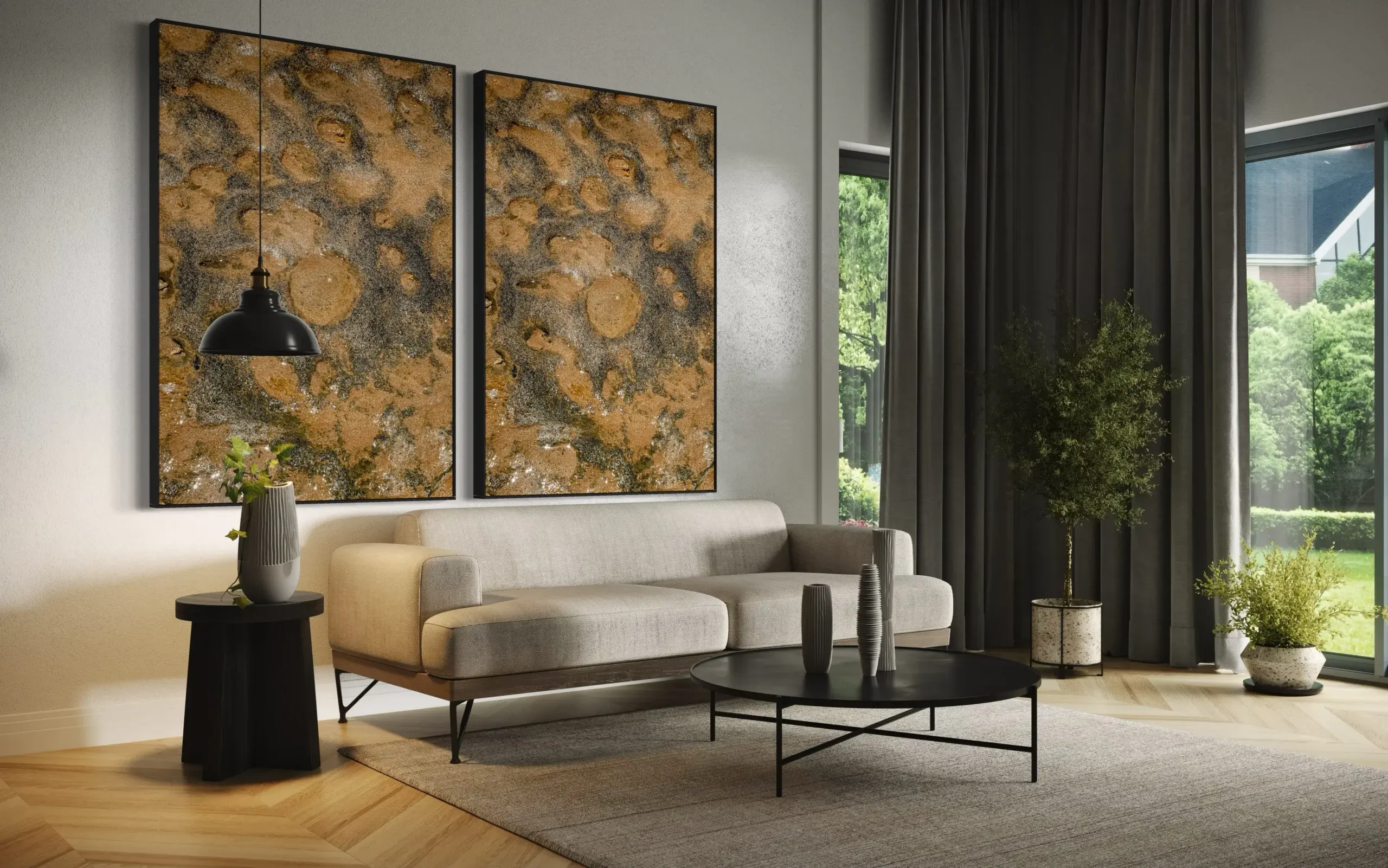 Ambiente decorado com quadros Fine Art